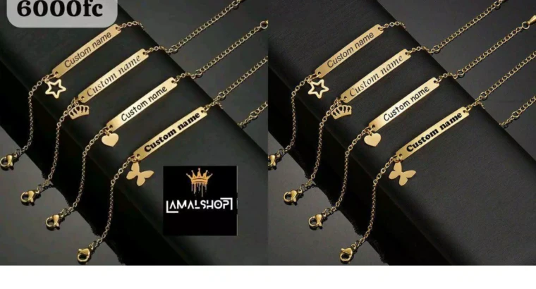 Bracelet personnalisé en acier inoxydable doré ave