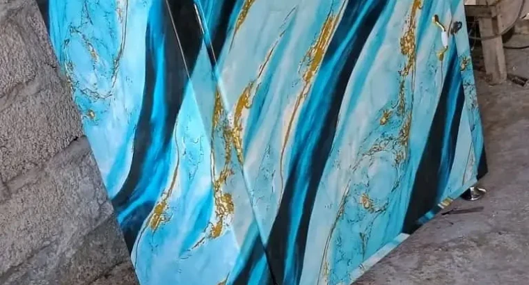 Salon Design Moderne Bleu & Bois – Canapé Élégant