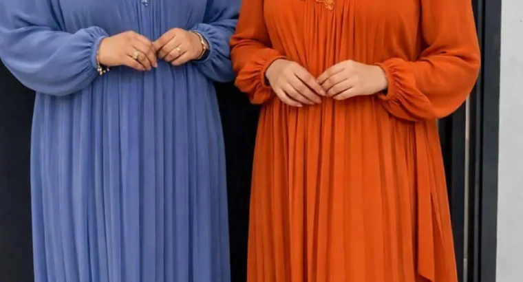 Robe Ample en Chiffon avec Foulard Assor...