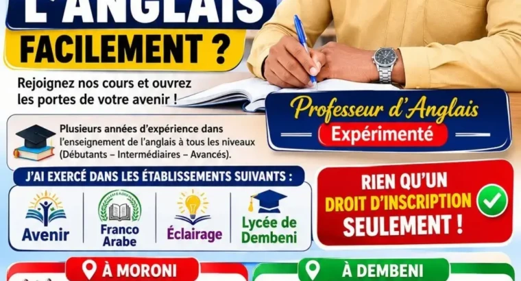 Cours d’Anglais à Moroni & Dembeni