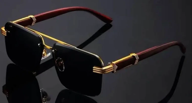 Lunettes de Soleil Rimless Élégance – Monture Dorée & Branches Écaille