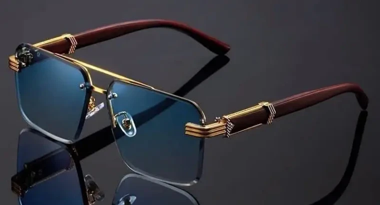 Lunettes de Soleil Rimless Élégance – Monture Dorée & Branches Écaille